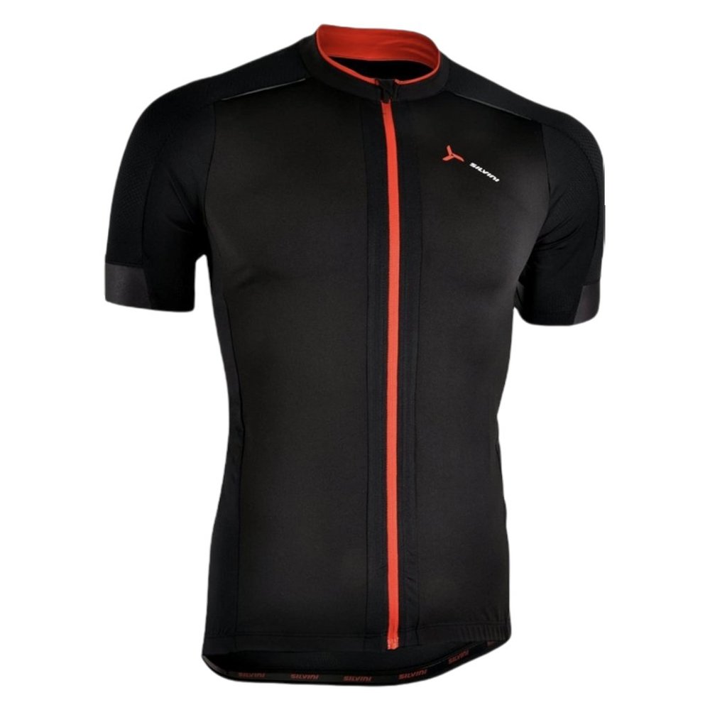 SILVINI Mens CENO Cycling Jersey Shirt Black Red Reflective MTB Outdoor Athletic